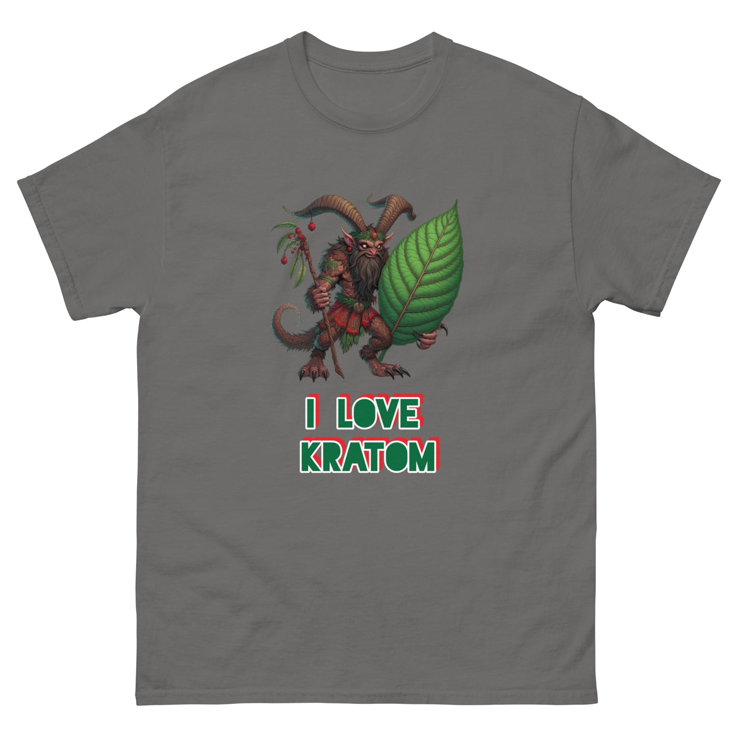 Krampus T-shirt 'I love Kratom' Gothic Style Kratom Tee for Men and Women