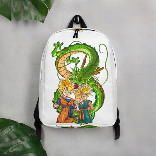 Dragon Ball Z Custom Backpack Super Saiyan Trunks & Goten | DBZ Book Bag (white and black)