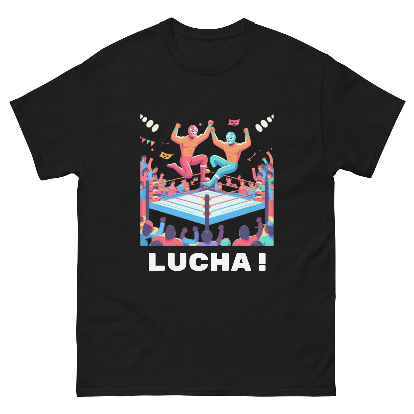 Lucha Madness! Custom Pro Wrestling Shirts for Men and Women (blue and black)