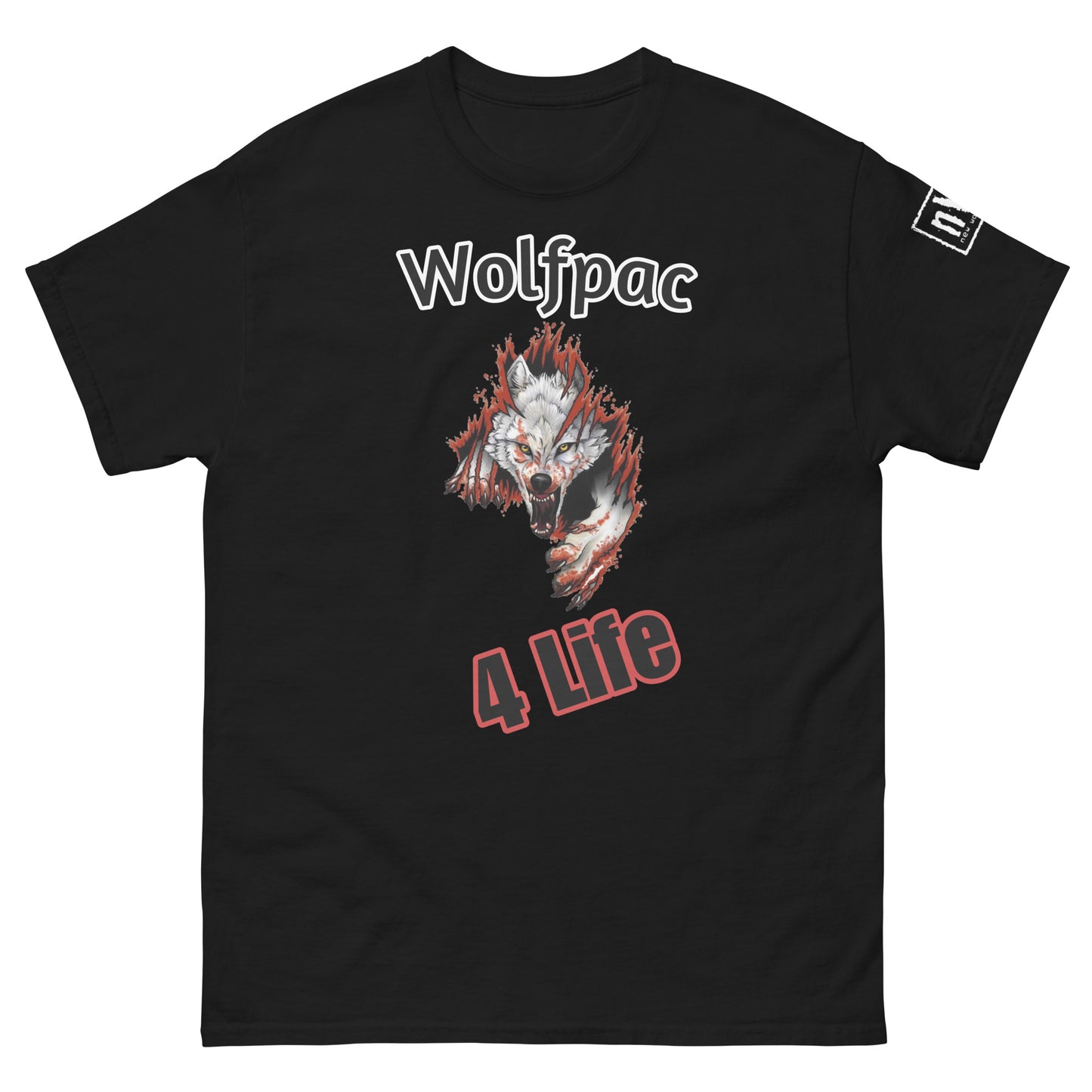 Wolfpac 4 Life T-Shirt w/nWo Logo on Left Sleeve | Unisex Classic Wrestling Tee