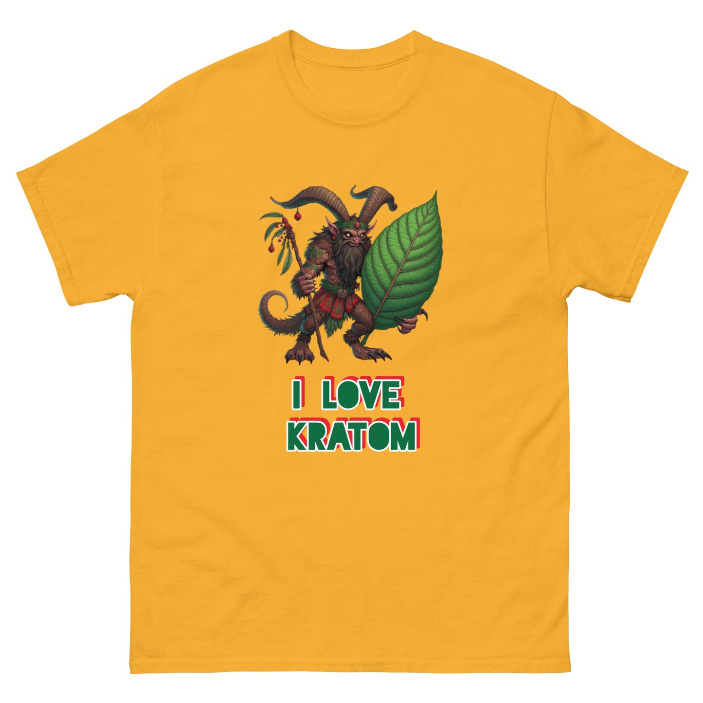 Krampus T-shirt 'I love Kratom' Gothic Style Kratom Tee for Men and Women