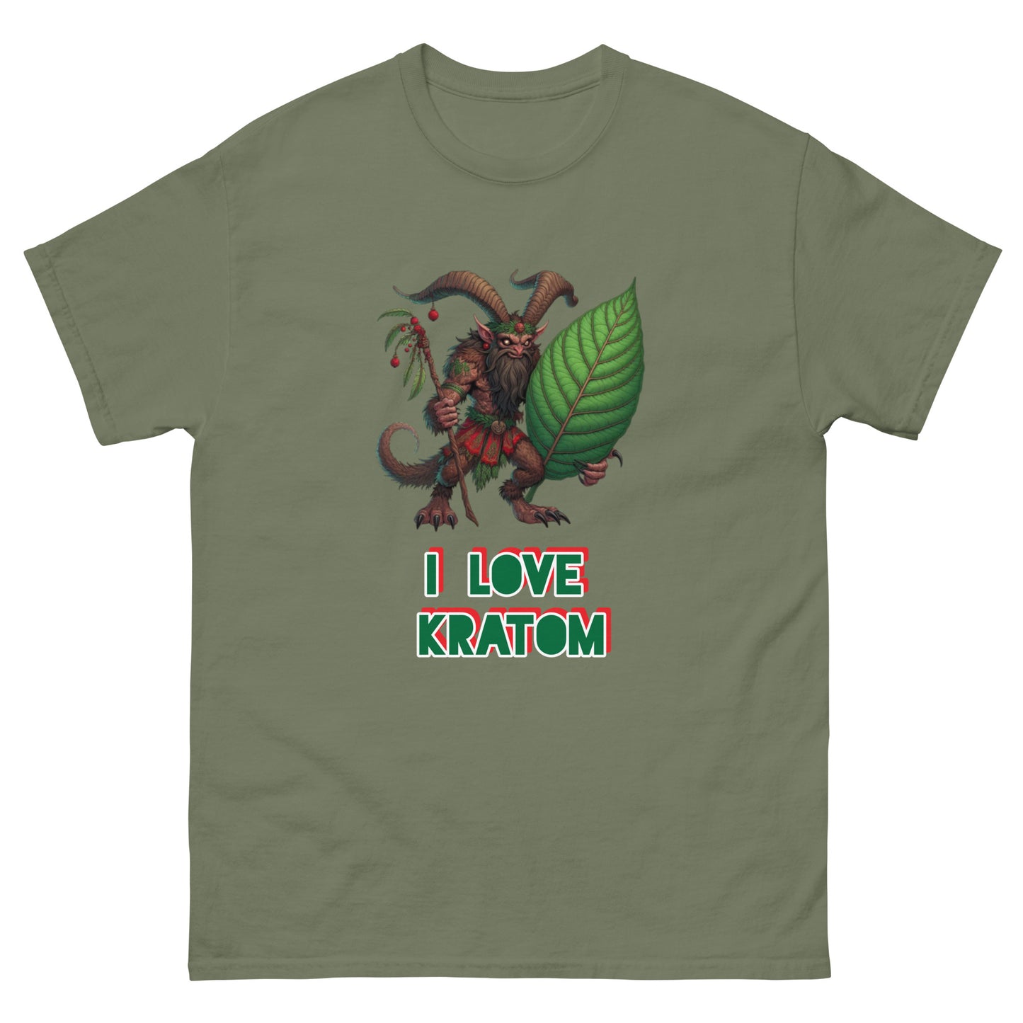 Krampus T-shirt 'I love Kratom' Gothic Style Kratom Tee for Men and Women