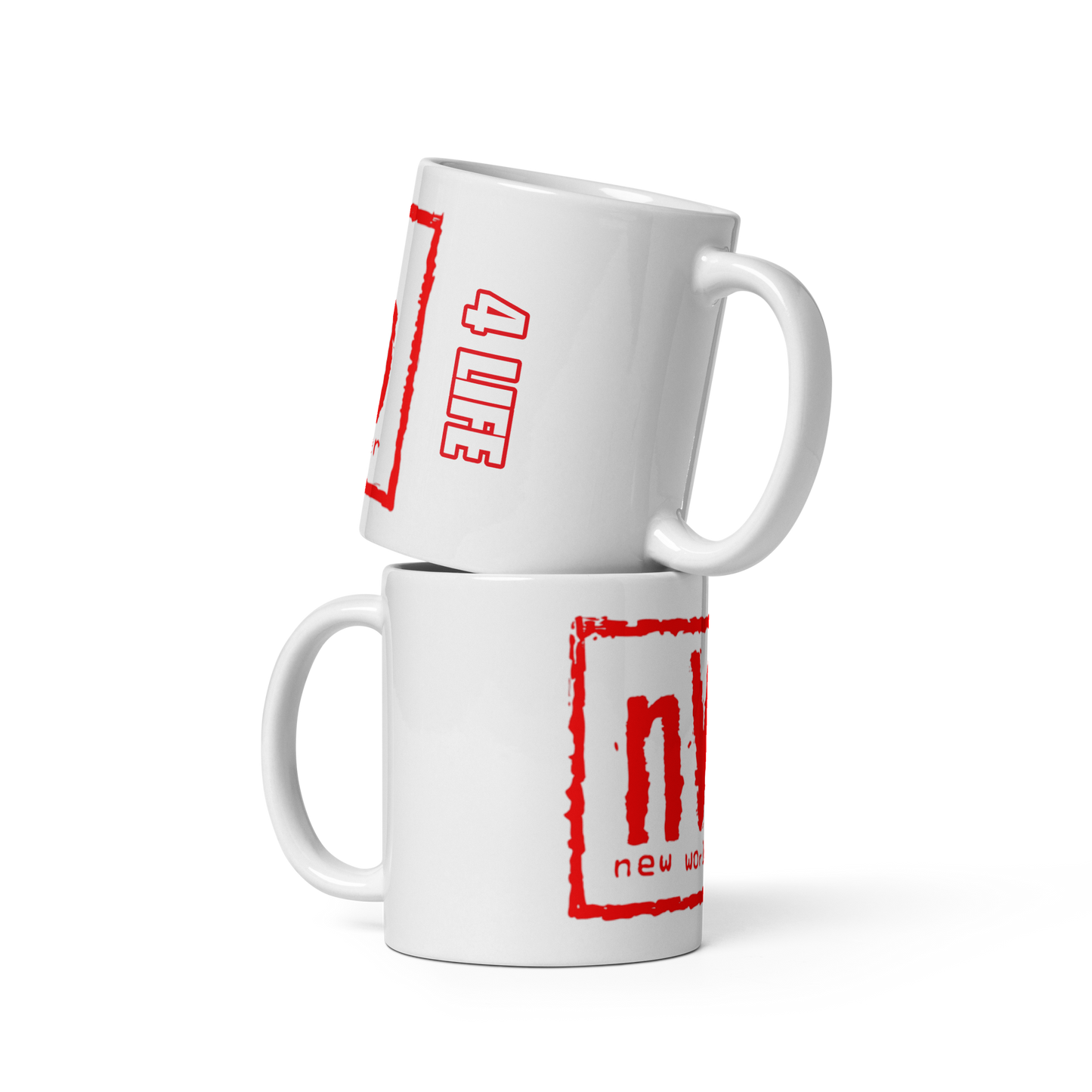 nWo Red and White Logo Print, White Glossy Mug | Custom Coffee Cups