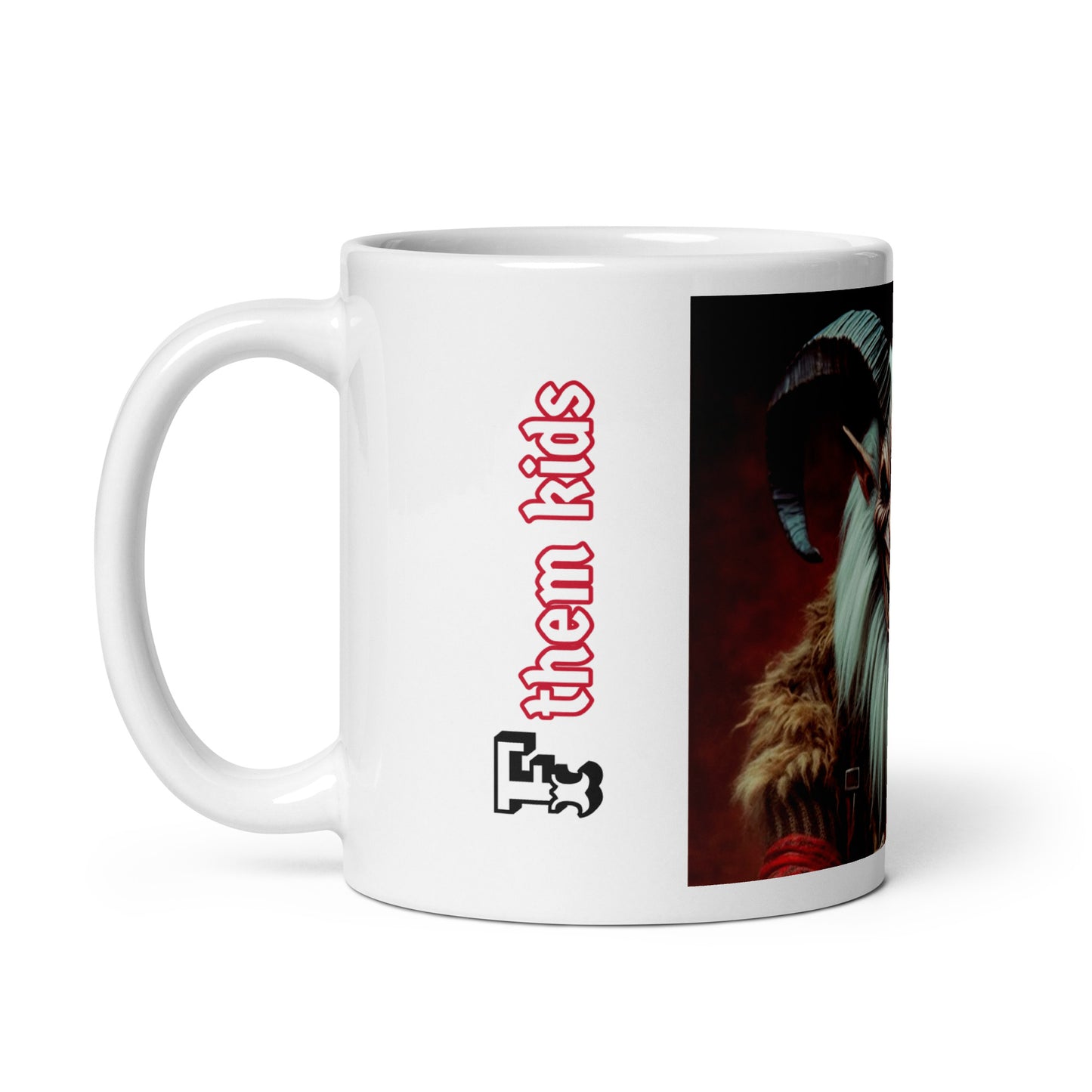 F Them Kids Krampus White Glossy Mug | Krampus Holiday Coffee Cup