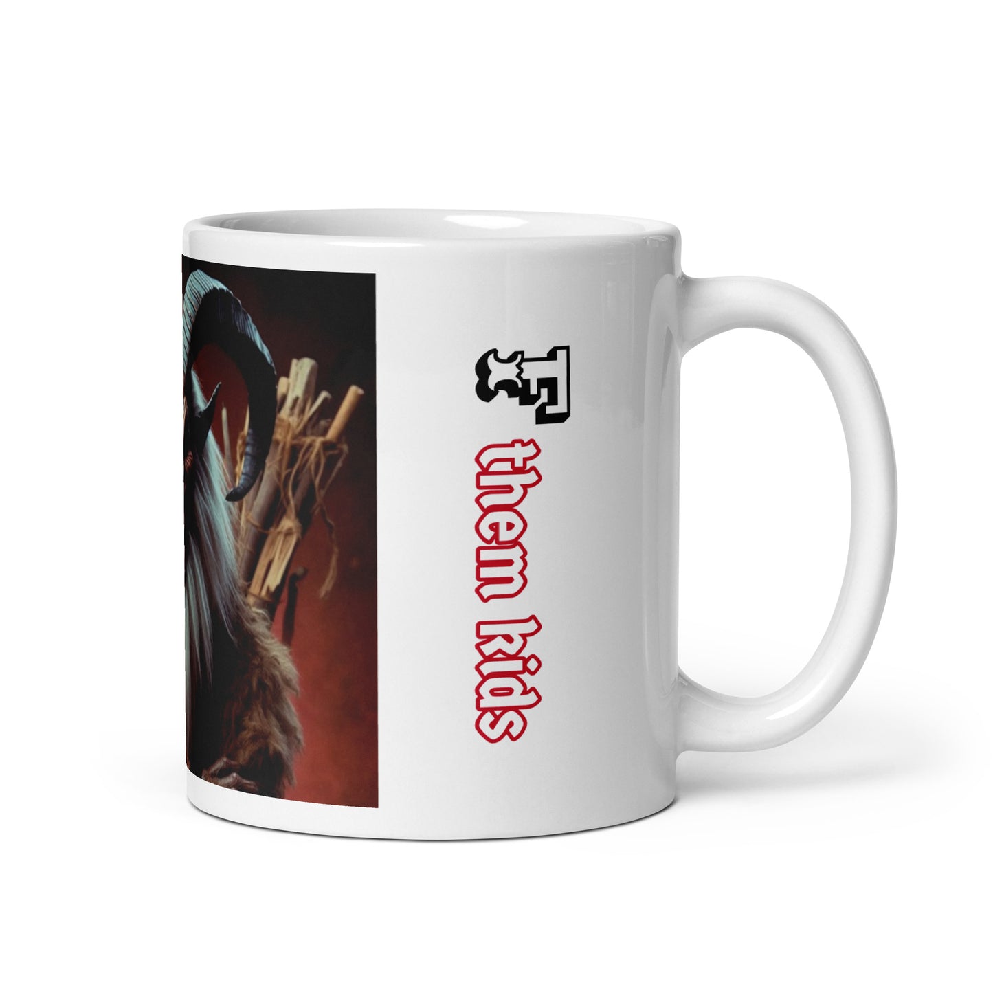 F Them Kids Krampus White Glossy Mug | Krampus Holiday Coffee Cup